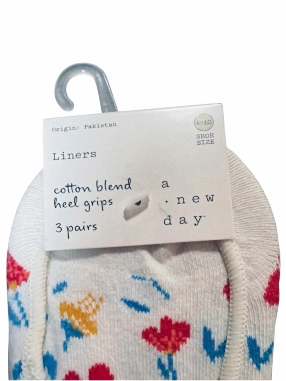 A New Day Women’s No Show Liner Socks 3 Pair Pack Heel Grips Size 4-10 NIP